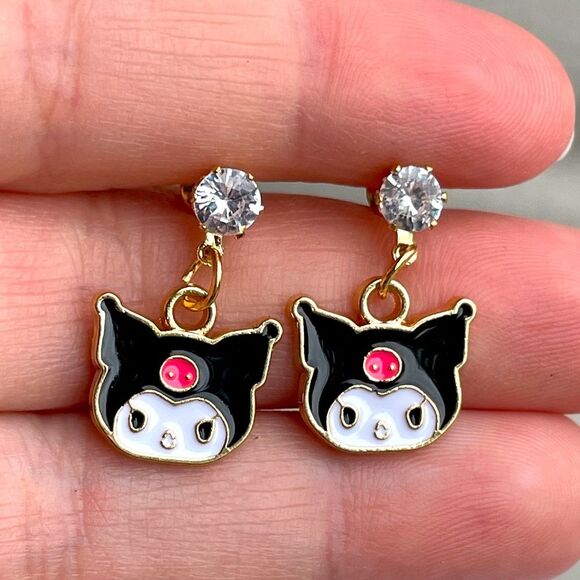 Sanrio Jewelry - Kuromi hello kitty rhinestone stud earrings cute anime gift new